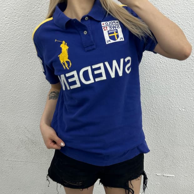 폴로 랄프로렌 스웨덴 빅포니 블루 Pk 반팔 M