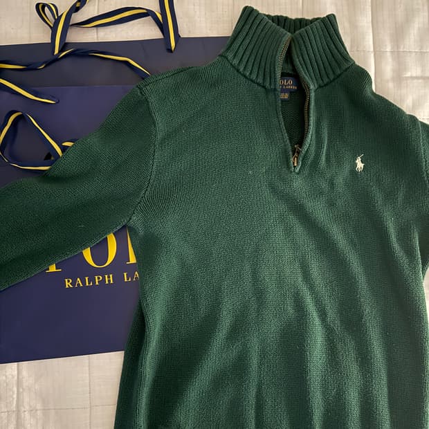 폴로 반지업니트 초록니트