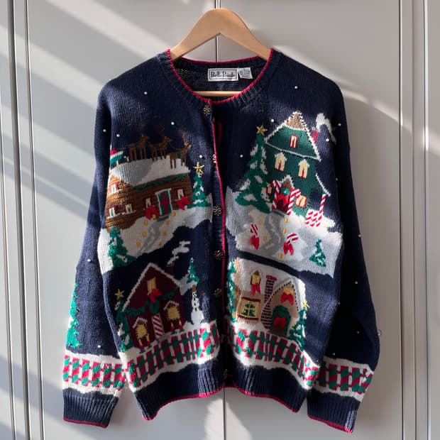BellePointe 크리스마스 진주 니트 가디건 