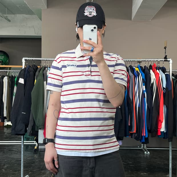 LEVI'S 스트라이프 카라 반팔 티셔츠