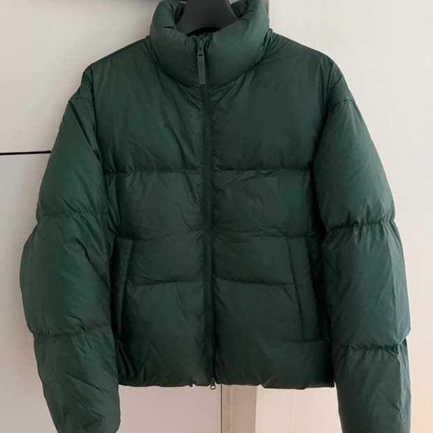 XL) 무신사스탠다드 립스탑 다운 숏패딩 레이싱그린