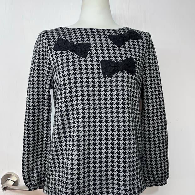 일본 빈티지 히메 레이스 리본 긴팔