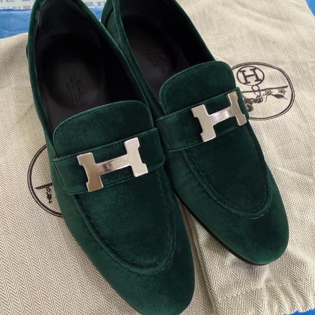 에르메스 파리로퍼 그린 벨벳