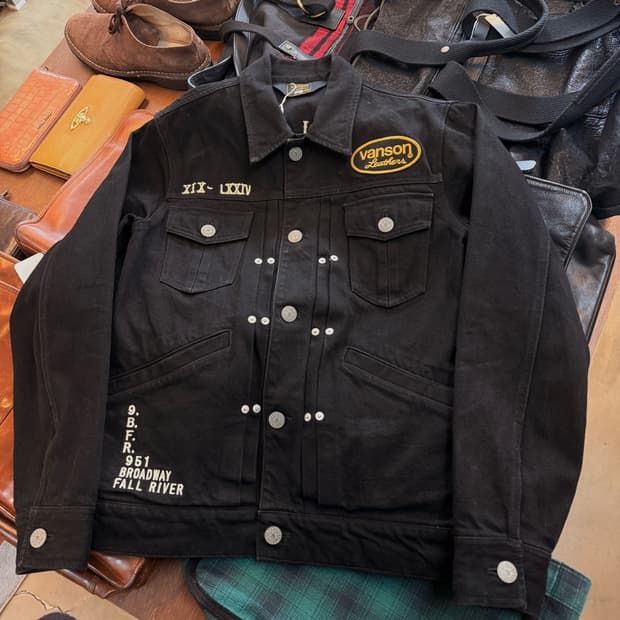 밴슨 레더 데님 트러커 워크 자켓 M