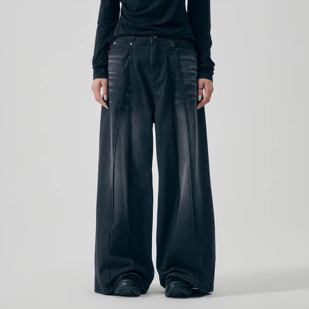 트리밍버드 structured pin-tuck denim pants 1