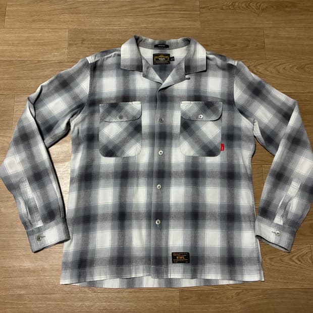 L) WTAPS 더블탭스 바토스 옴브레 플란넬 체크 오픈카라 셔츠