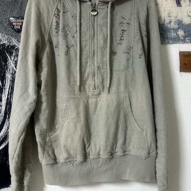 00‘s diesel 그런지 무드 하프집업 후드