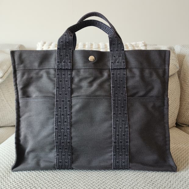 전시품급 에르메스 후루토 MM 캔버스 토트백 엘라인 그레이