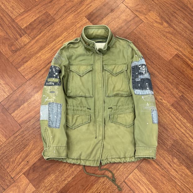 여성용 XXS 폴로 랄프로렌 데님앤서플라이 패치워크 야상 필드 자켓 