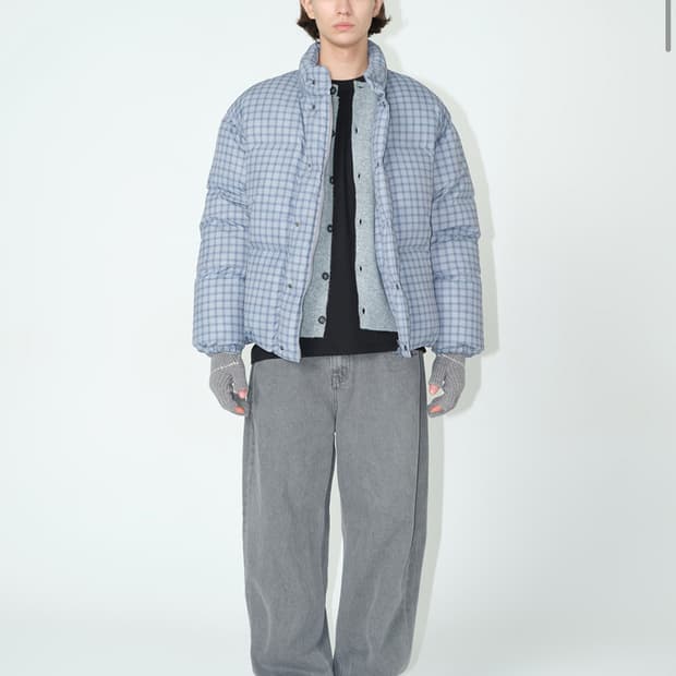 플레이드 패턴 덕 다운 패딩