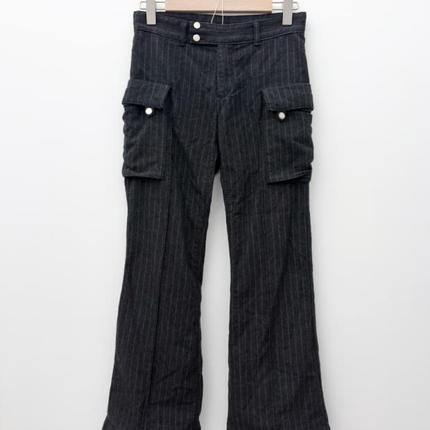WOOL STRIPE CARGO PANTS