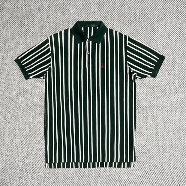 [L] Beanpole 빈폴 다크그린 스트라이프 반팔 카라티