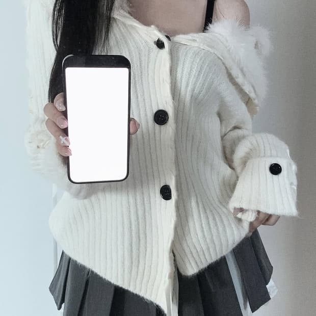 새상품) 이코빈티지 클라우드 퍼 가디건 히메갸루 러블리 오프숄더