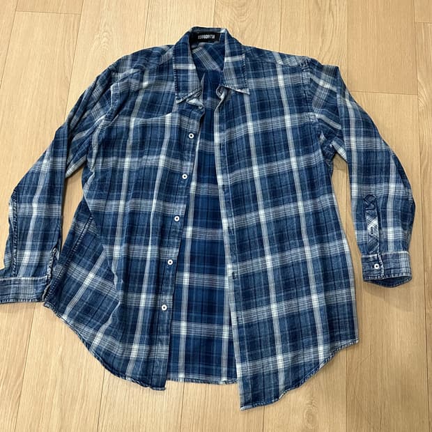 13 MONTH 써틴먼스 워시드 체크셔츠 블루