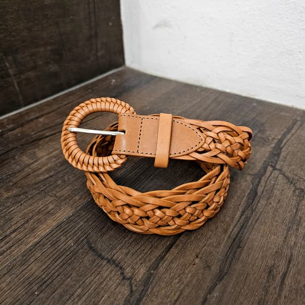 Leather 카멜 위빙 벨트