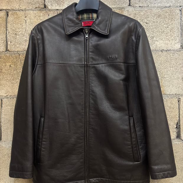 리바이스 레드탭 레더 집업 자켓