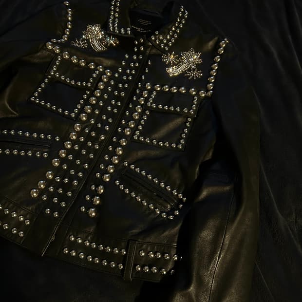 Sheep Skin Leather Line Stud Jacket