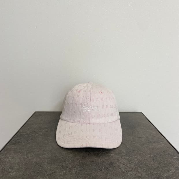 슈프림 자카드 워시드 데님 핑크 볼캡 모자 6패널 캡