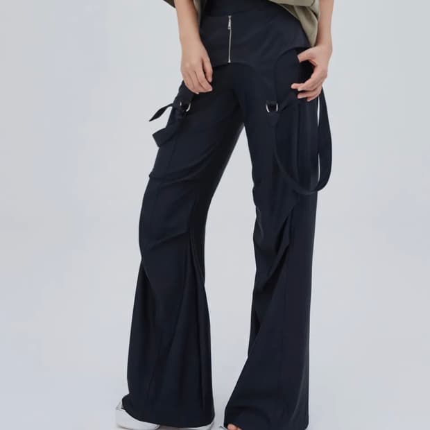 라라폭스 블랙 카고 부츠컷 팬츠(실착 1회)