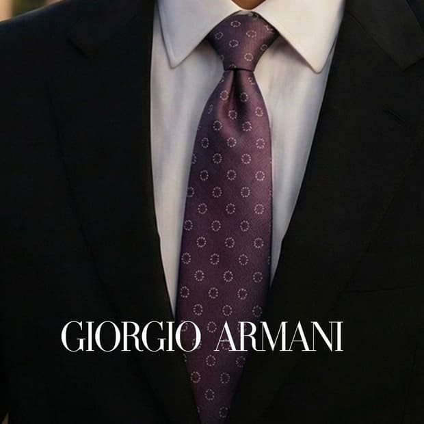 조르지오 아르마니 실크 퍼플 패턴 넥타이 9.2cm A+등급 K1747
