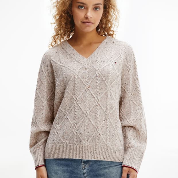 타미 케이블 브이넥 니트 Tommy Hilfiger cable knit