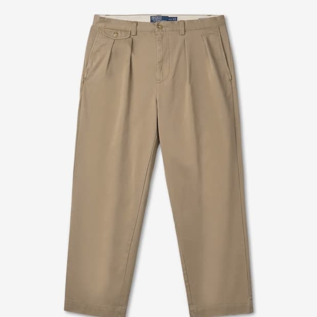 폴로 휘트먼 릴렉스핏 플리츠 치노 팬츠 - 베이지 32/32