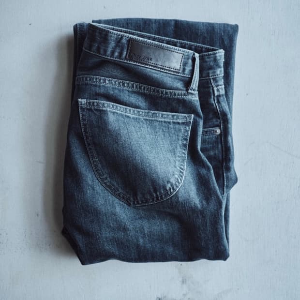 Mono Prive Textured Denim Pants Mid Blue