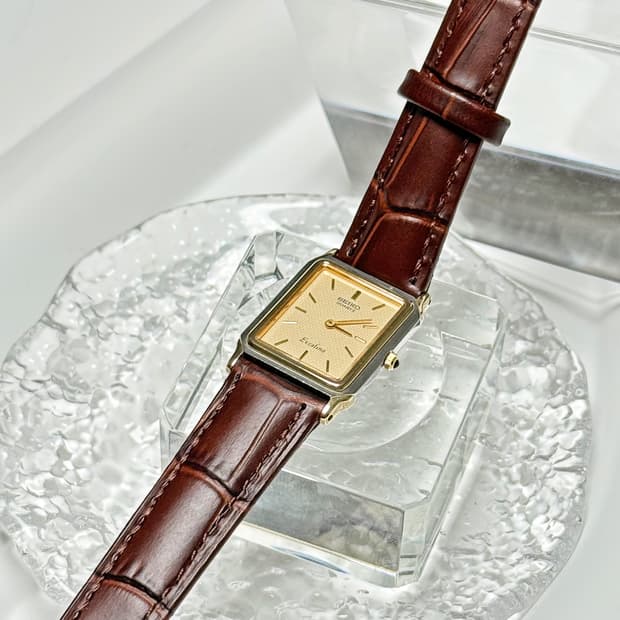 80's90's 세이코 빈티지 엑셀린 스퀘어 탱크 콤비 드래스워치