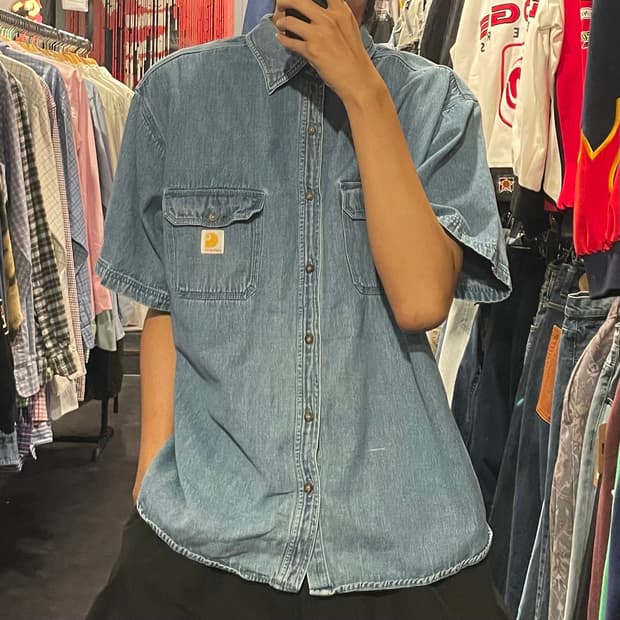 [IM] carhartt 칼하트 중청 데님 반팔셔츠