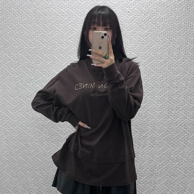 메종미네드 빈티지 초코브라우니 레이어드 롱슬리브 S C12841