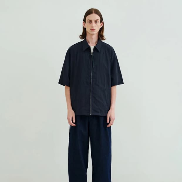 로드존그레이 park zip up s/s shirt navy