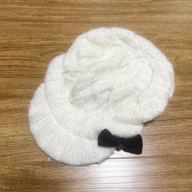 빈티지 화이트 블랙 리본 모자 히메갸루 로걀 라떼 리즈리깔 히메카지