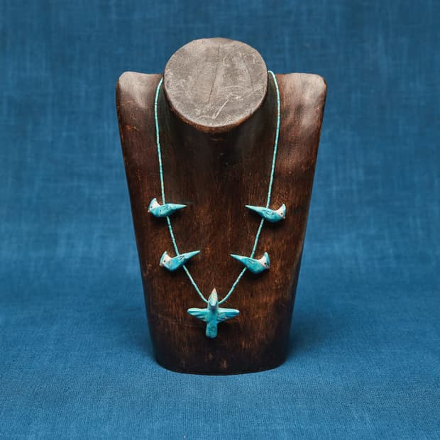 BLUE JAY BIRD FETISH NECKLACE