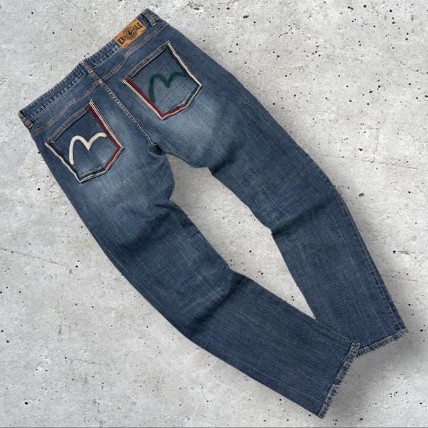 [34] EVISU 에비수 백포켓 자수 청바지 데님 팬츠 D131