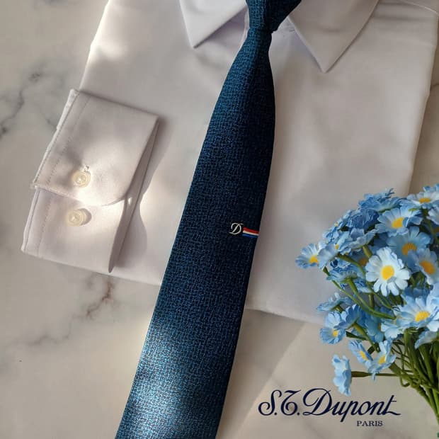 듀퐁 실크 네이비 로고 포인트 넥타이 8.2cm A+등급 A19276
