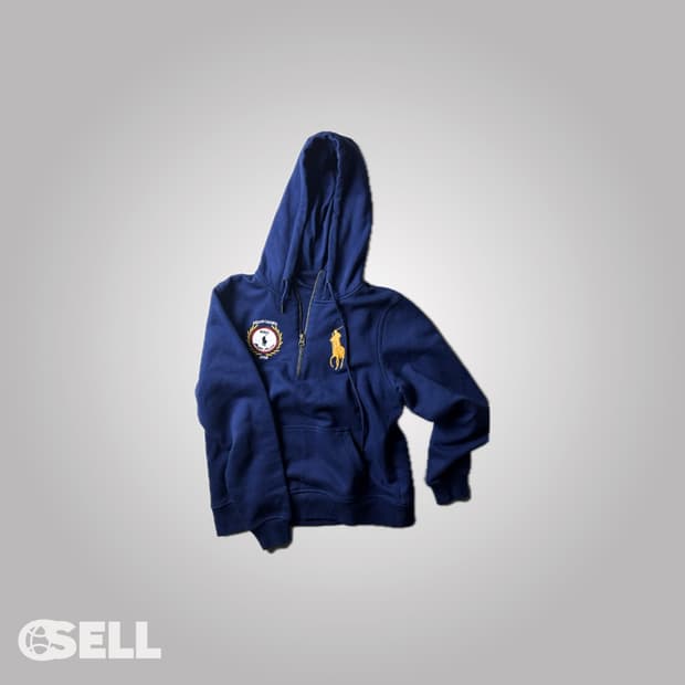 폴로 빅포니 레이싱 반집업 후드