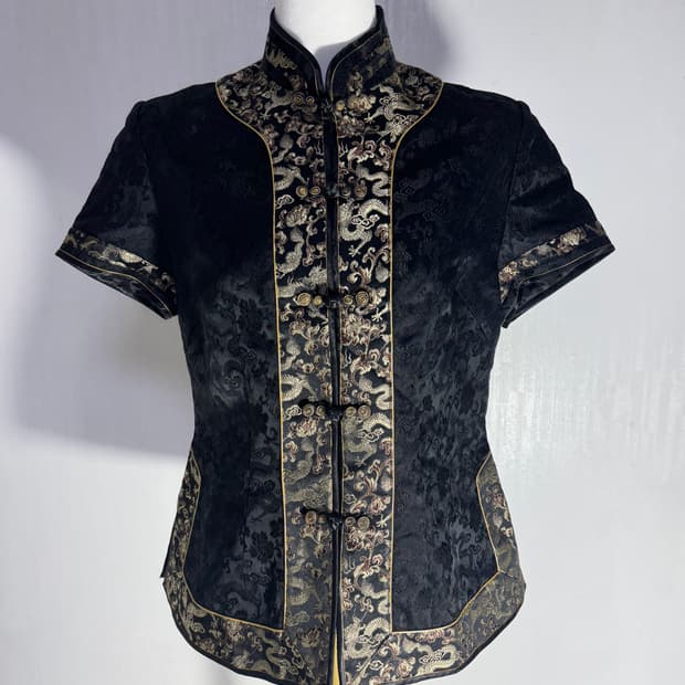 빈티지 드래곤 자카드 치파오 y2k 오리엔탈 오즈온