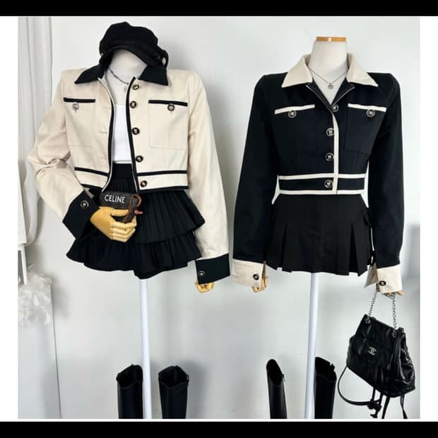 금장 단추 블랙 카라 자켓 