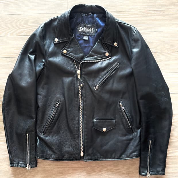 Schott 쇼트 가죽라이더 자켓 표기M (체감 100)