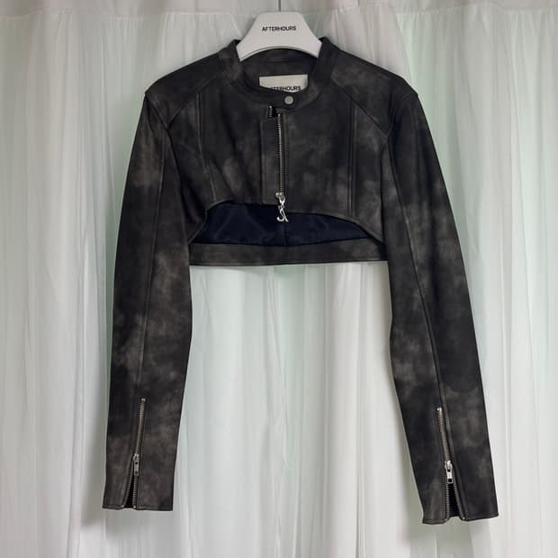 애프터아워즈 CROPPED LEATHER BIKER JACKET