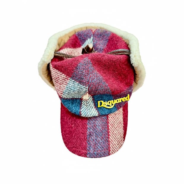 Dsquared2 체크 귀달이 모자 S