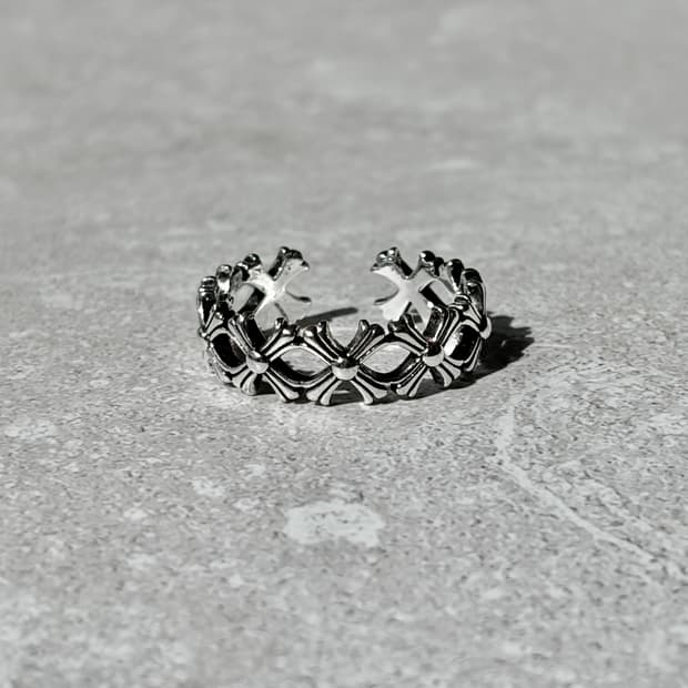 Oribell 크롬 멀티 크로스 링크 925실버 오픈링 반지