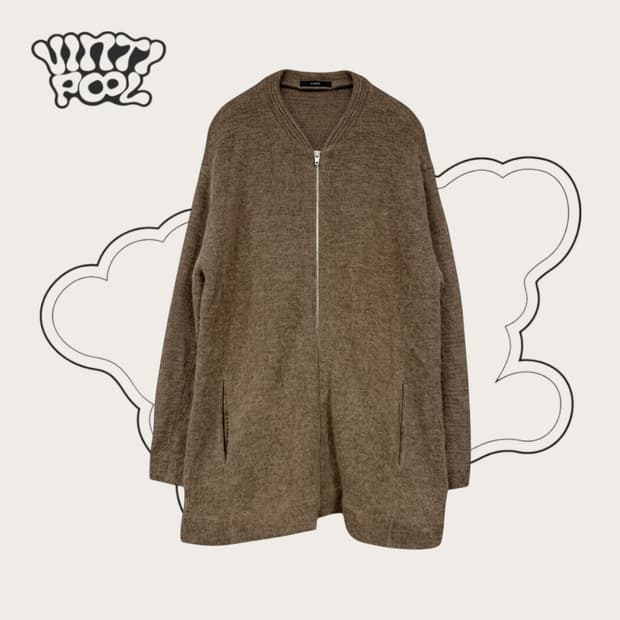 SYSTEM 시스템 알파카 울 혼방 투웨이 롱 집업 가디건 F브라운(w)