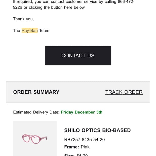 레이밴 SHILO OPTICS BIO-BASED 안경 핑크 새상품
