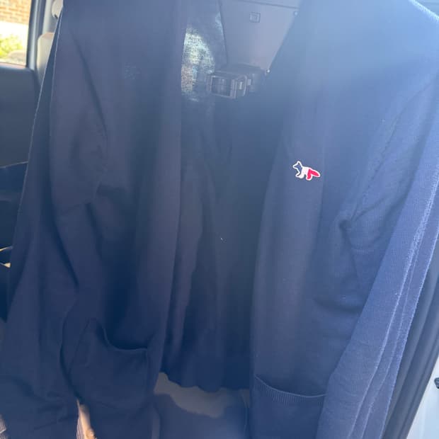 메종 키츠네 트라이컬러 폭스 패치 클래식 가디건 네이비 XL