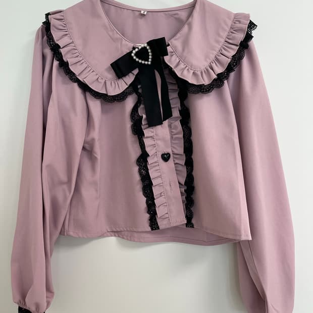 핑크 프릴 블라우스