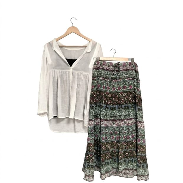 딥 포레스트 프릴 롱 스커트