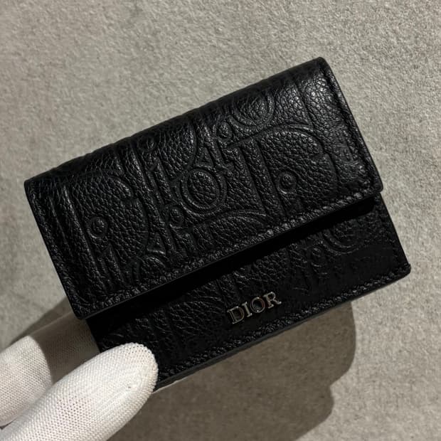 S OS사이즈 디올 그래비티 3단 플랩 반지갑 블랙