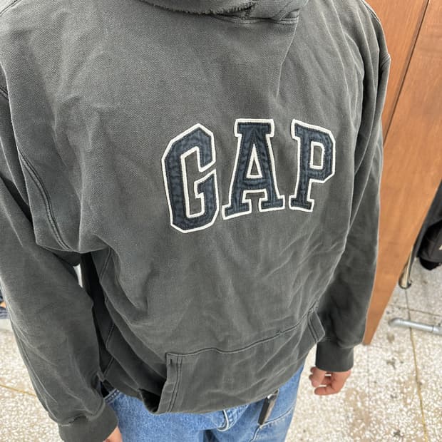 1990's 올드 갭 GAP 리버스위브 하드페이딩 디스트레스드 후드 L