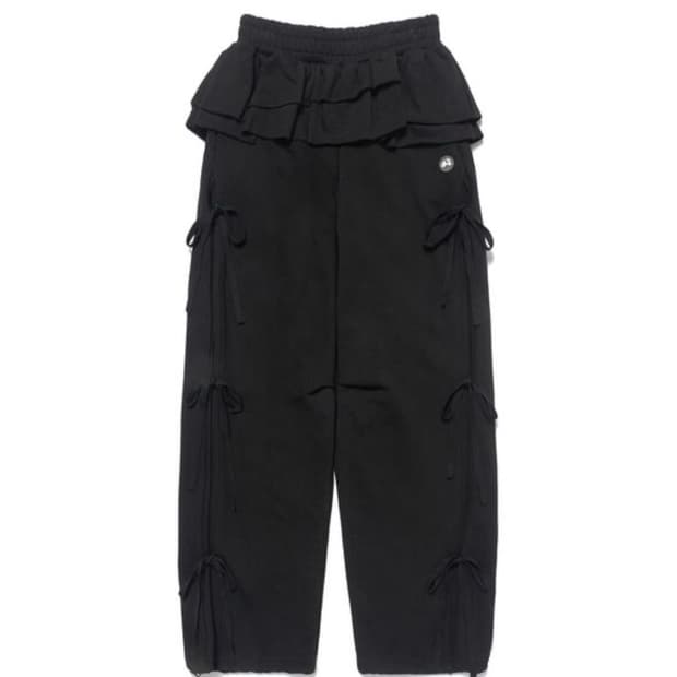 허그유어스킨 Frill skirt jogger pants 바지 블랙